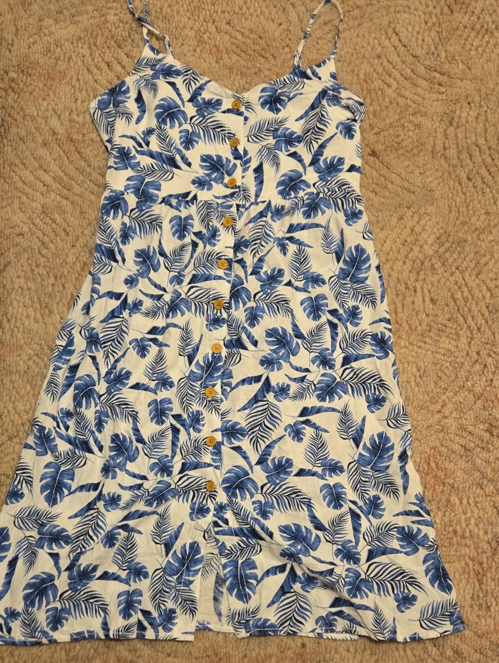 Blue Leaf-Print Button-Front Summer Dress - Joe Fresh